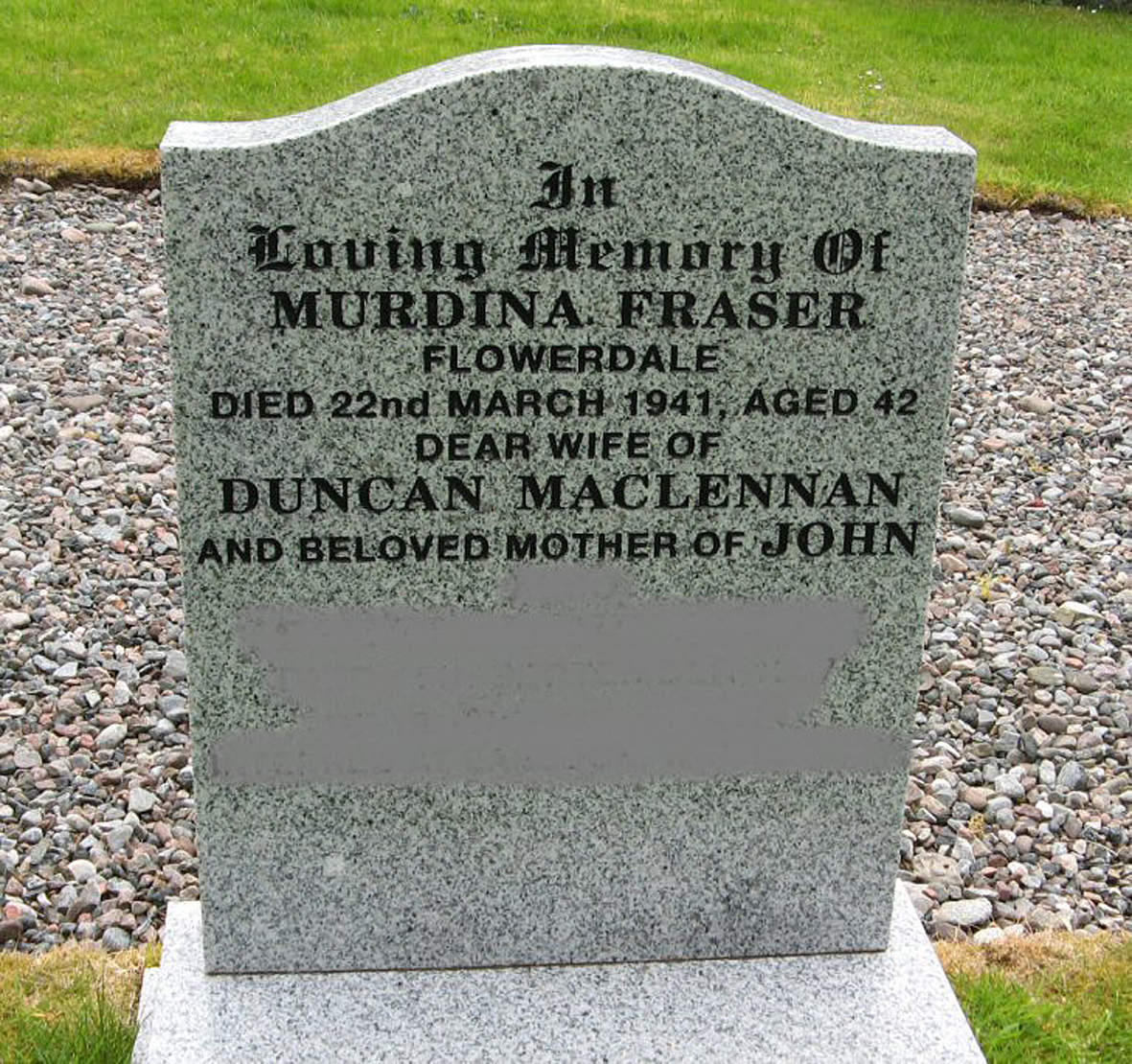 Photo of headstones/Duncan MacLennan died 1983 MI Gairloch New